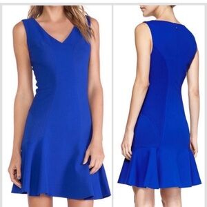 Diane von Furstenberg Drop Waist flare Dress Size 4 Cobalt blue color stretchy